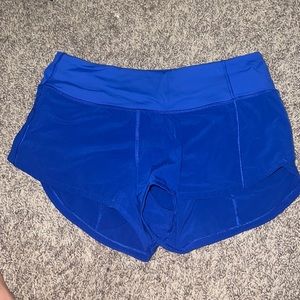 lululemon blue speed up shorts